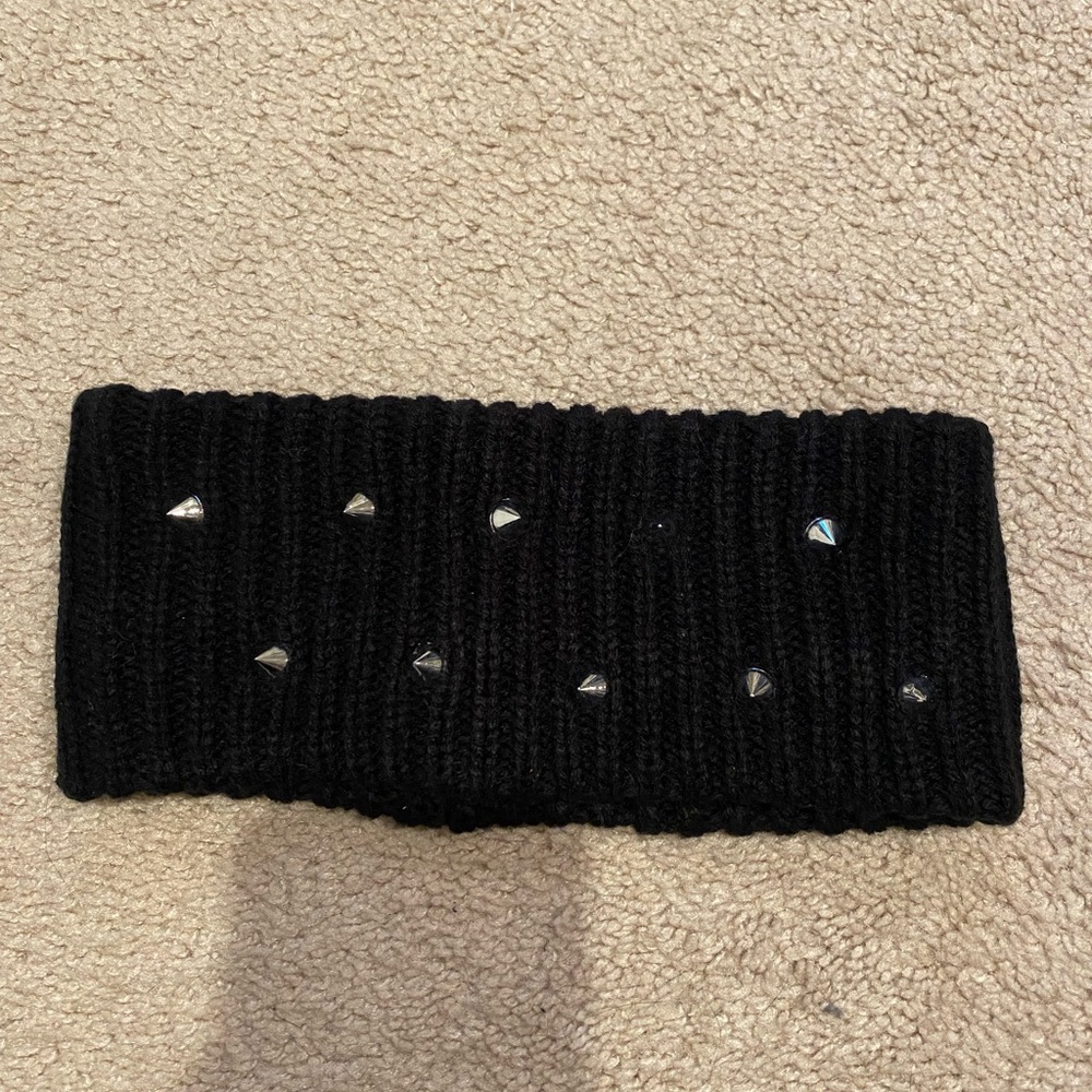 Steve Madden Black Knit Earmuff with Silver Studs